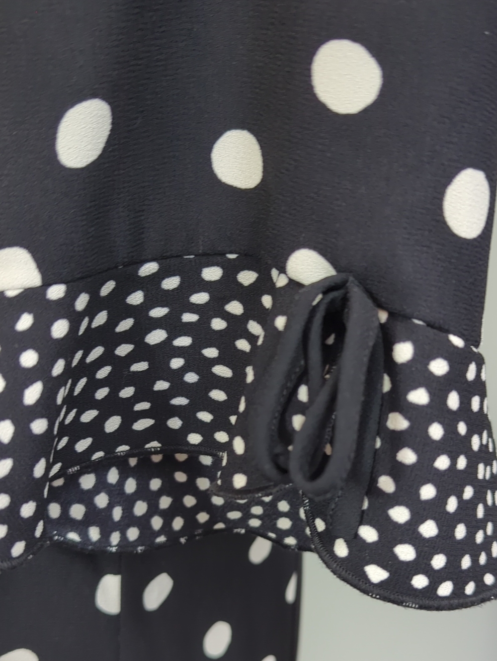 Talbots Polka Dot Ruffle Hem Midi Dress Black White Size 10 - Picture 3 of 8